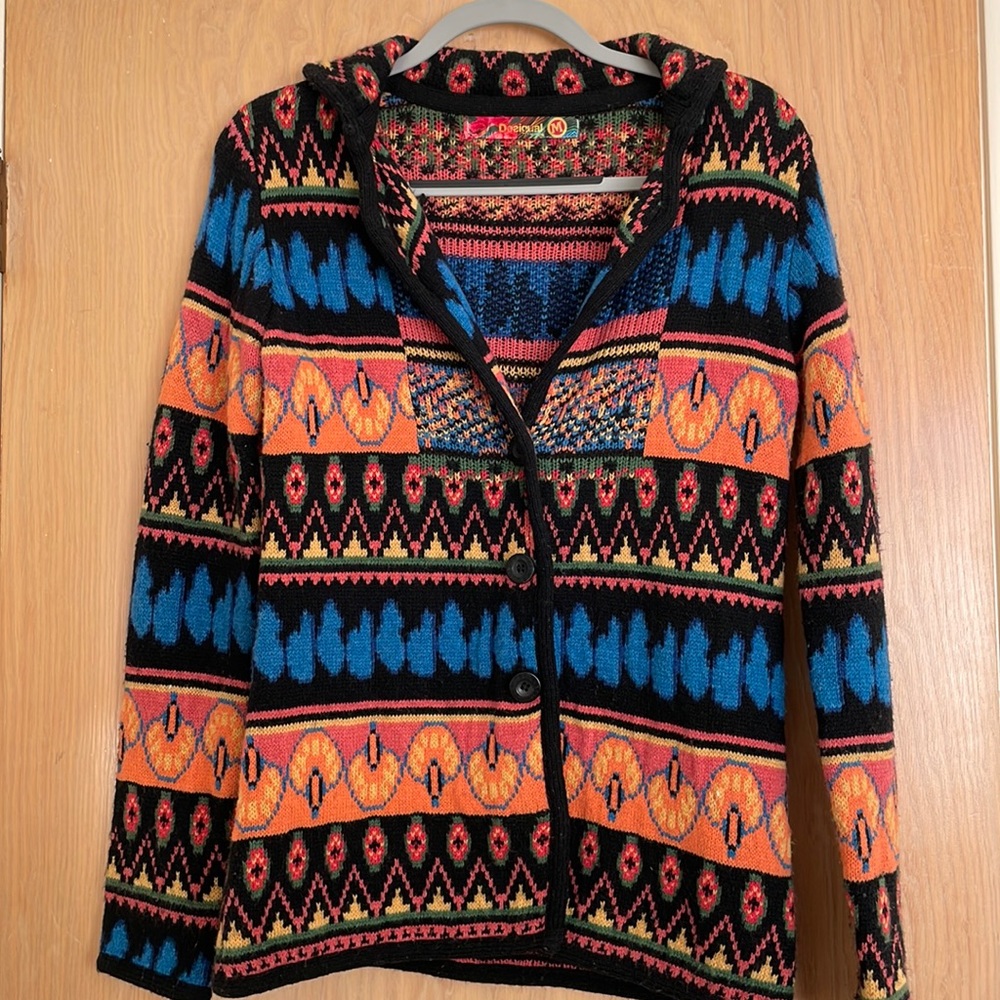 Desigual Vest Cardigan Medium. Hand altered for a cinched waist.